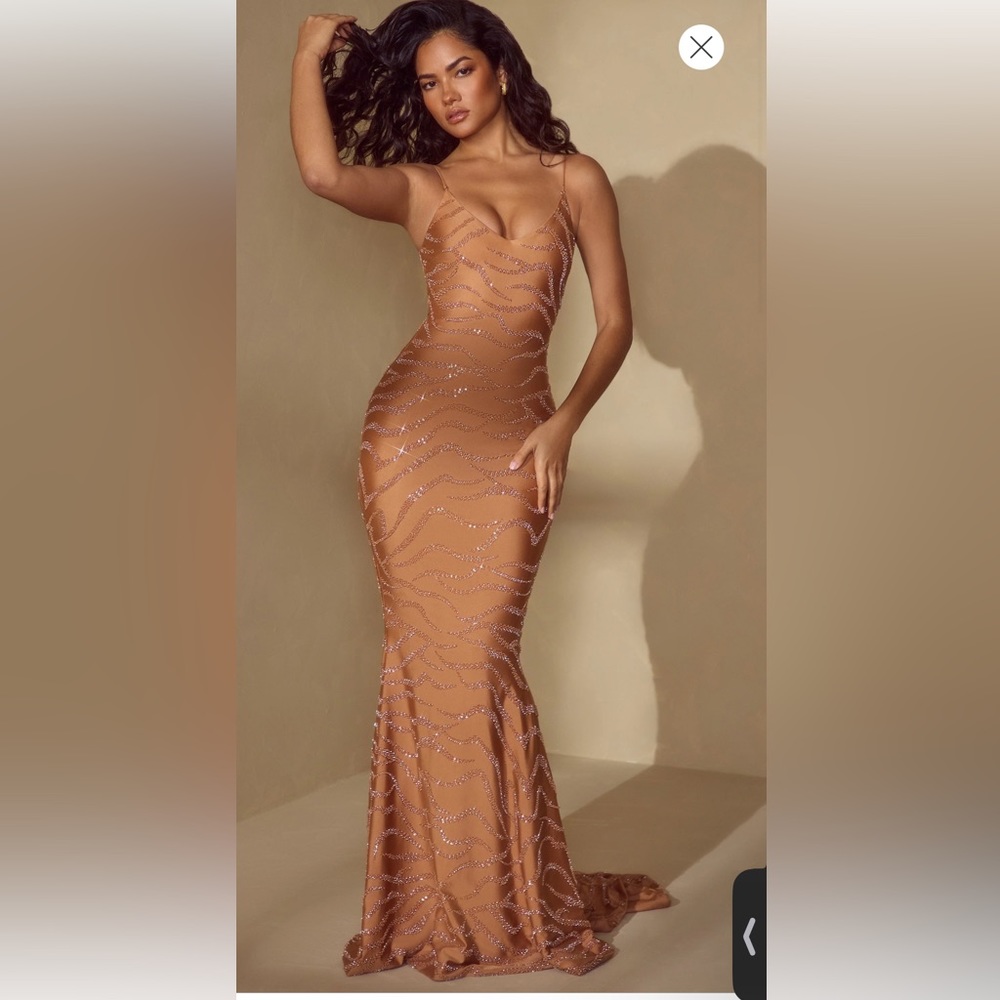Embellished Maxi Dress in Caramel